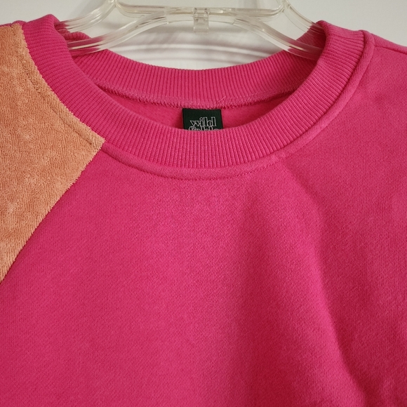 COLOR-BLOCK CREW-NECK SWEATSHIRT WITH TERRYCLOTH DETAIL SZ MEDIUM - Picture 5 of 6